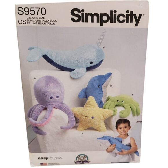 Stuffed Plushies Sewing Pattern Octopus Starfish Dolphin Crab Simplicity 9570 - Picture 6 of 6